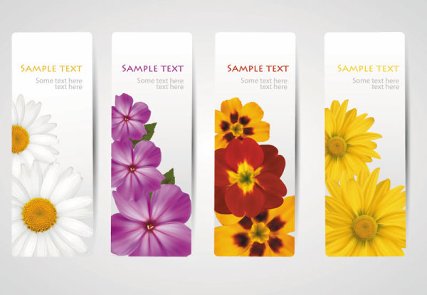 with Flowers cards vector template 04