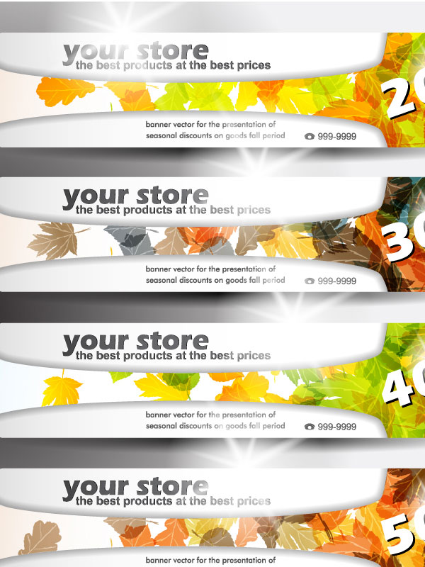 Set of hybrid style vector banner 01