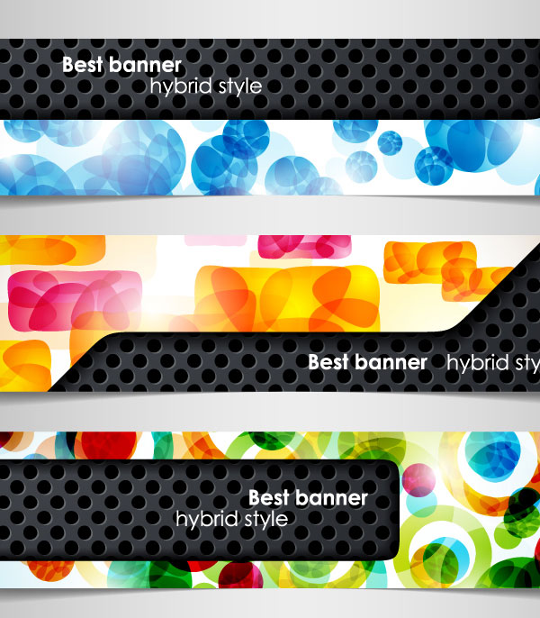 Set of hybrid style vector banner 02