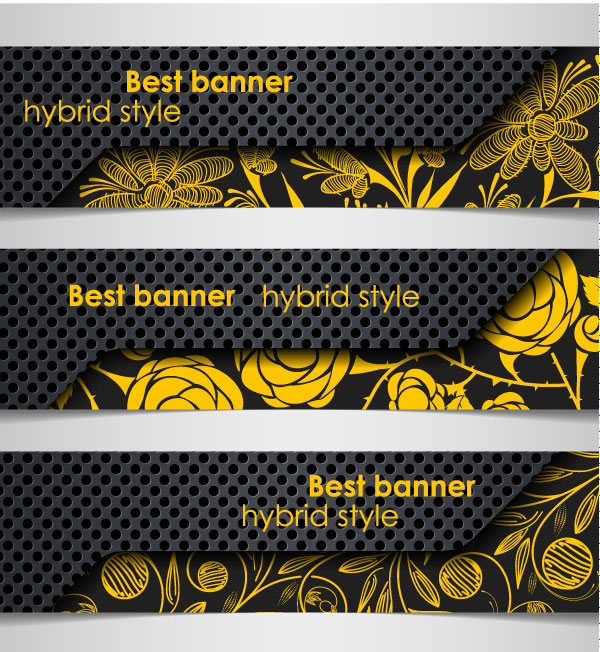 Set of hybrid style vector banner 03
