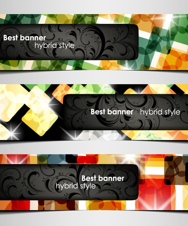 Set of hybrid style vector banner 05