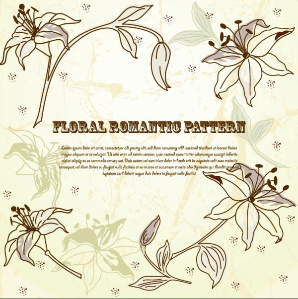 Drawing romantic floral vector background 02
