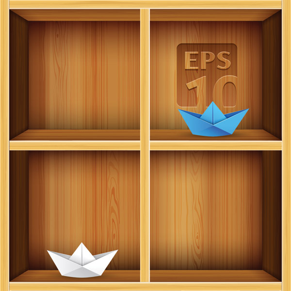 Wood Bookshelf elements vector 02