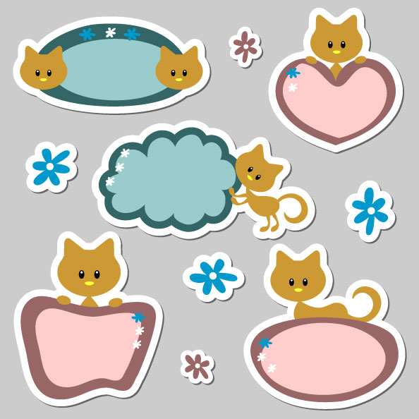 cute Cartoon dialogize label vector 01