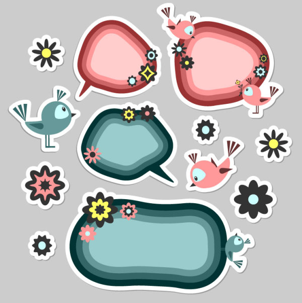 cute Cartoon dialogize label vector 02