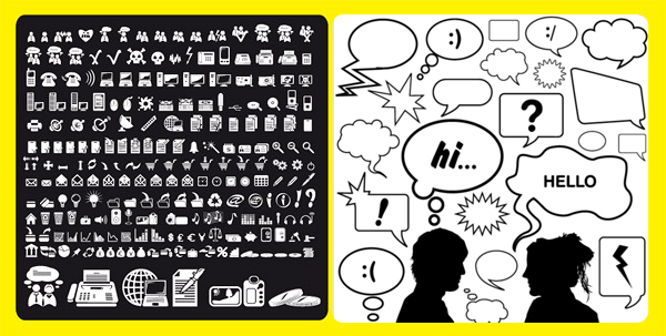 Dialogue with simple icons vector