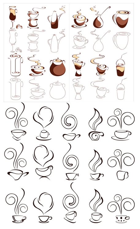 Abstract coffee graphics design elements