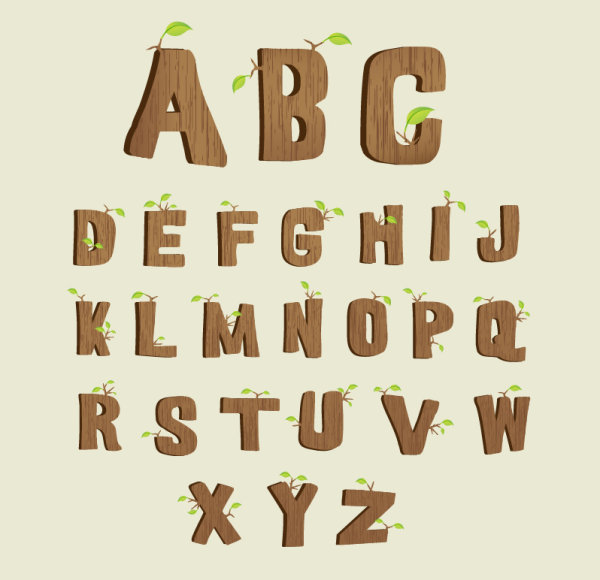 Excellent wooden alphabet design vector 04