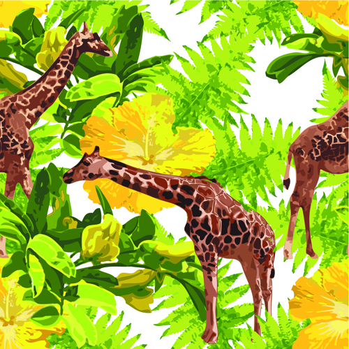 wild seamless pattern vector animals animal 