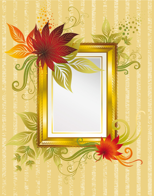 Autumn elements of Frames vector 02
