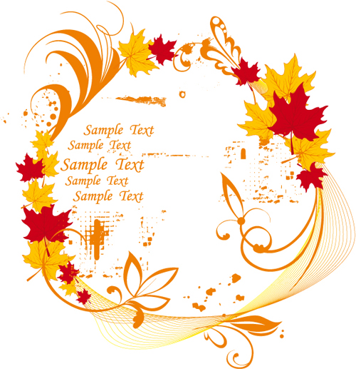 Autumn elements of Frames vector 03
