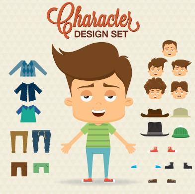 Cartoon character with elements vector