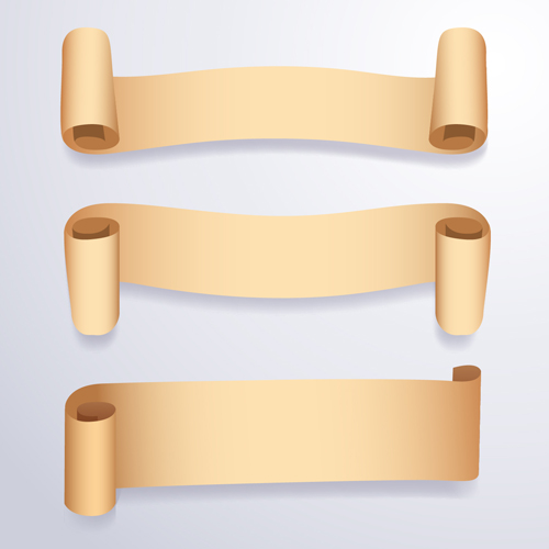 Curled paper banners vector material 01