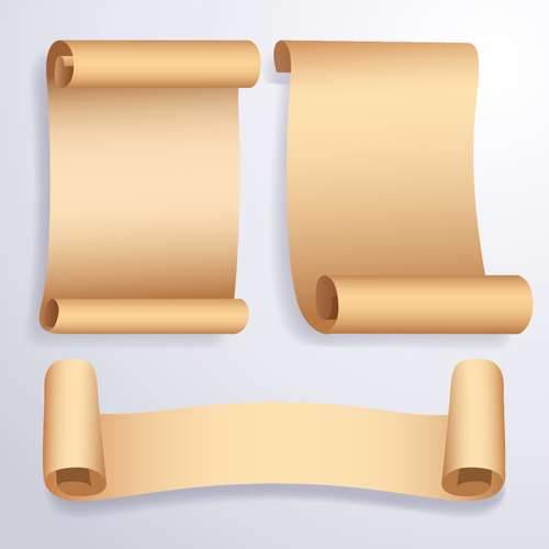 Curled paper banners vector material 02