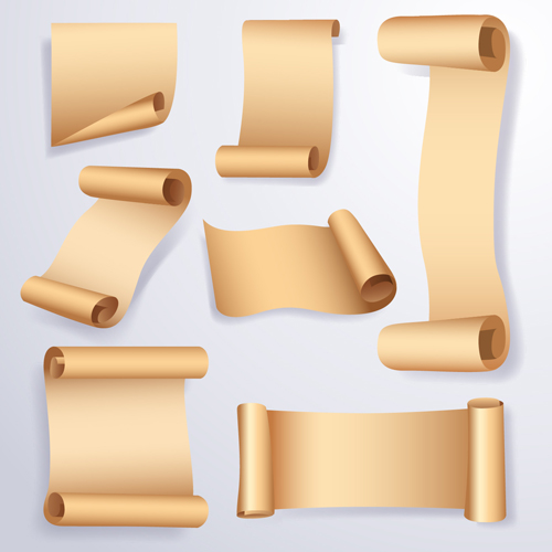 Curled paper banners vector material 04