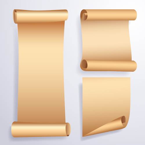 Curled paper banners vector material 06