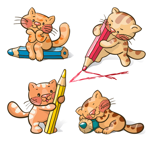 pencil material cute cat cute cats 