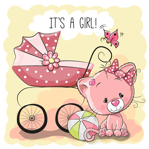 Design cute baby cards vectors set 05
