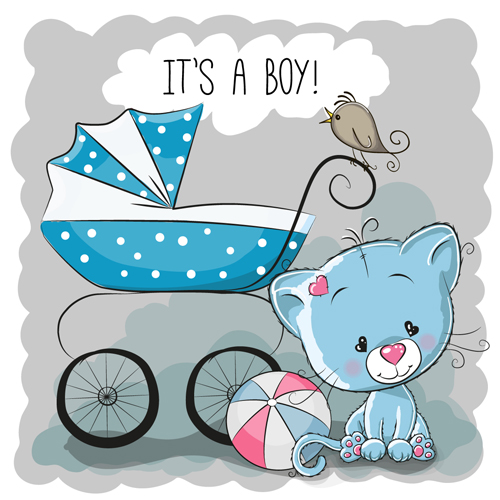 Design cute baby cards vectors set 06