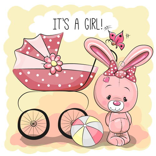 Design cute baby cards vectors set 07