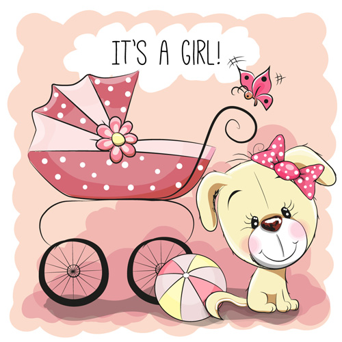 Design cute baby cards vectors set 08