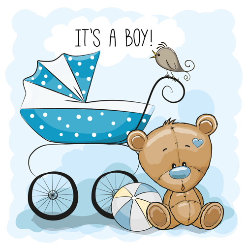 Design cute baby cards vectors set 09