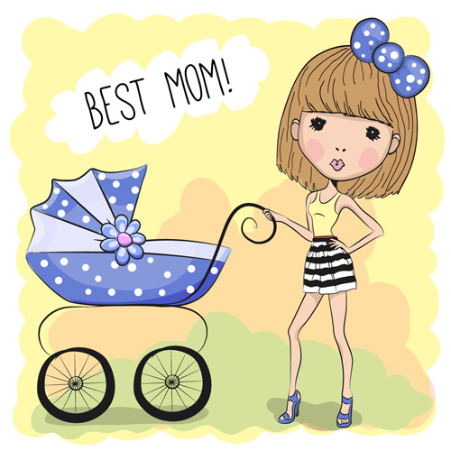 Design cute baby cards vectors set 11