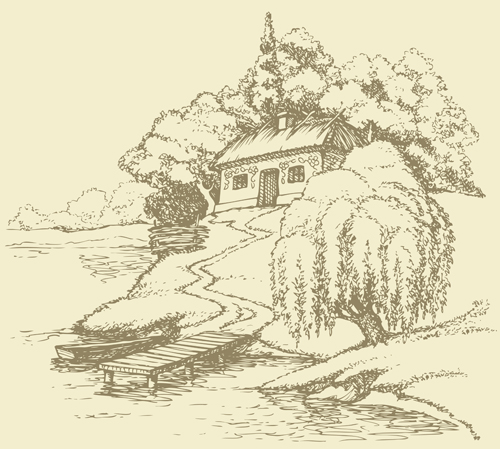 landscape drawing countryside 