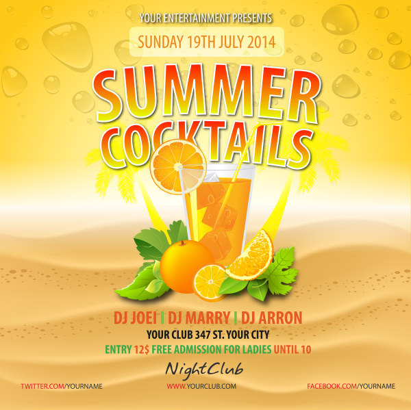 Exquisite summer cocktails posters vector