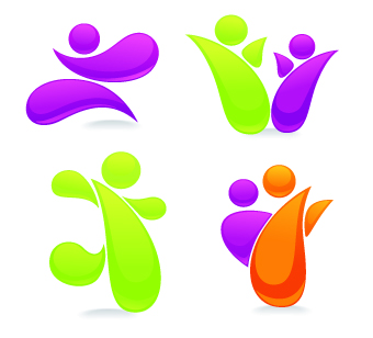 Shiny family logos design vector 01