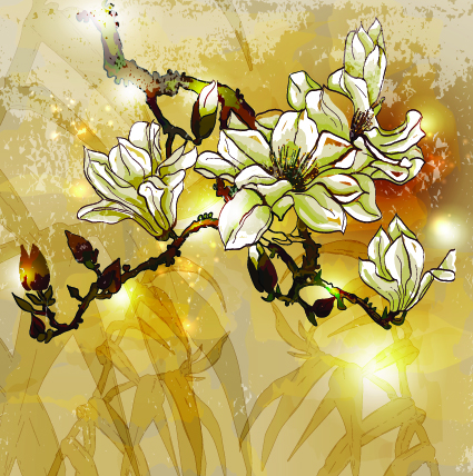 Fresh Flowers design vector art 03