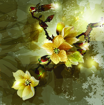 Fresh Flowers design vector art 04