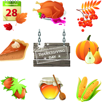 Different Food objects icons vector 05