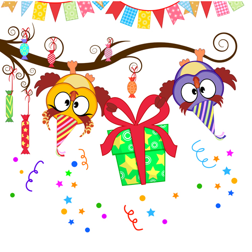 Funny owls design vectors 02