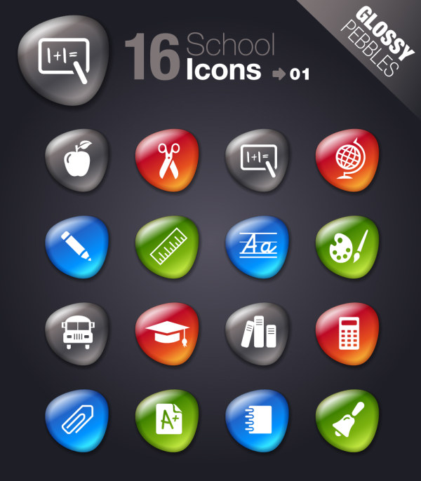 school icons icon glossy button 