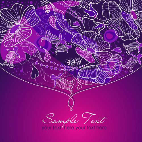 purple hand drawn floral background floral 