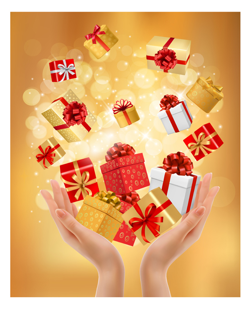 hands gift boxes gift box gift boxes background vector background 