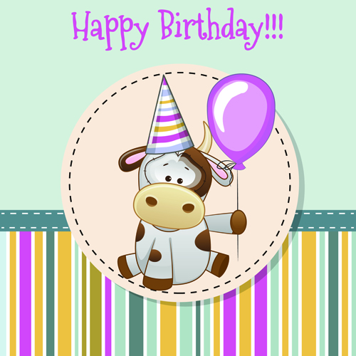 Happy birthday baby greeting cards vector 04