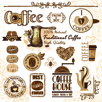 stickers sticker Retro font labels label coffee 