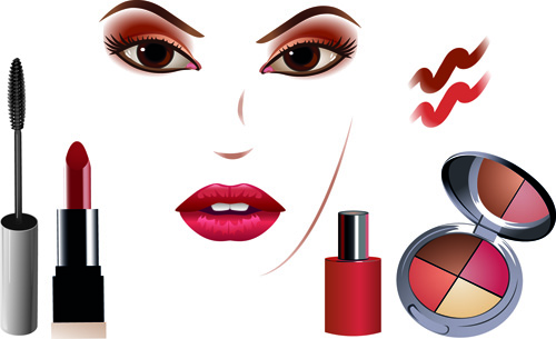 Cosmetics and Make Up elements vector 04