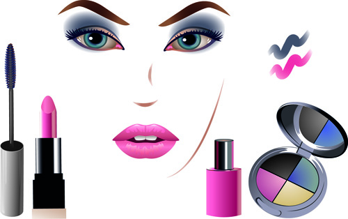 Cosmetics and Make Up elements vector 05