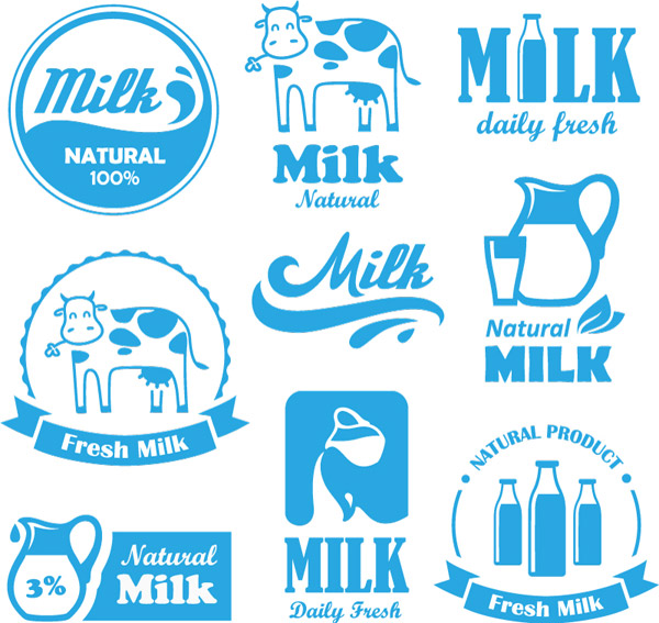 natural milk logos labels 