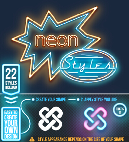 Neon light logos design set