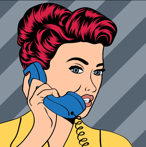 Phone call woman vector material 02