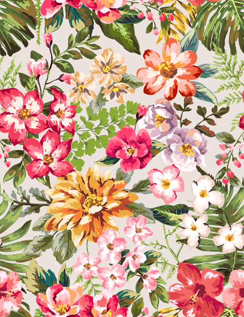 Retro flower pattern seamless vector 01