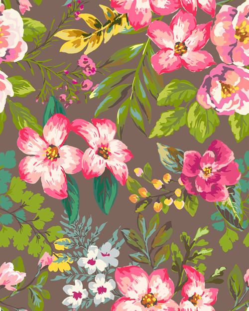 Retro flower pattern seamless vector 03