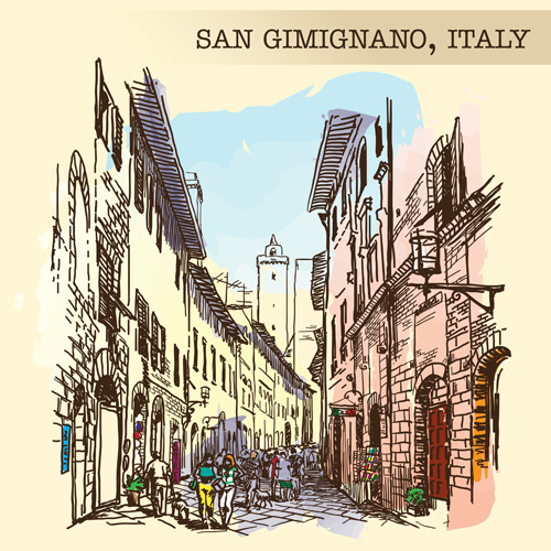 town San gimignano Italy background 