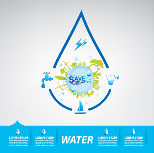 Save water infographics template vector 15
