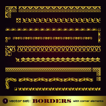Set of golden borders vector 02