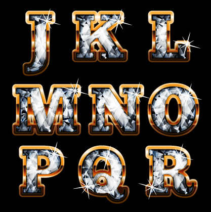 Shiny diamond with golden alphabet vectors 02